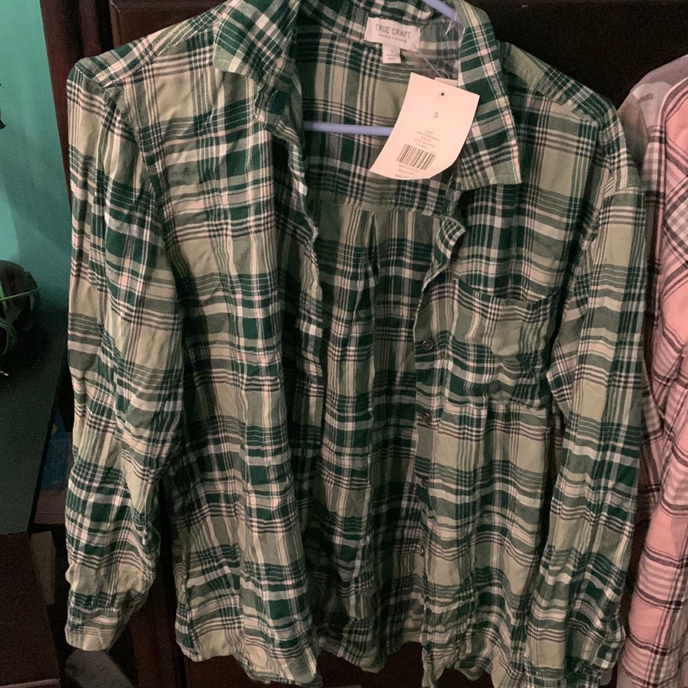 Green And Light Pink Flannel